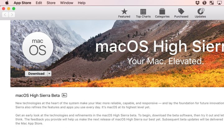 Start the macOS High Sierra beta download from the Mac App Store. 
