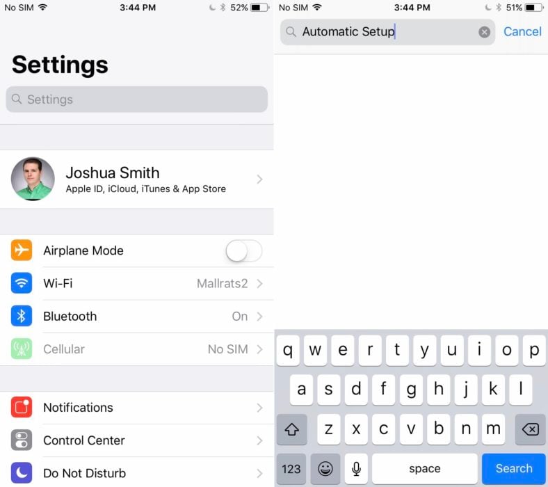 Automatic Setup for a New iPhone or iPad