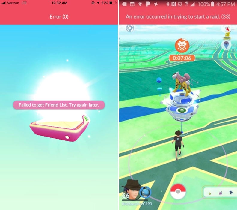 I received the “Unable to authenticate” or “Failed to log in” message — Pokémon GO Help Center