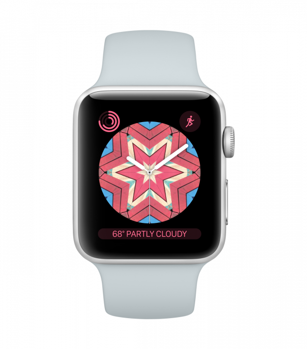 new watchOS 4 feature Kaleidoscope watch face pink