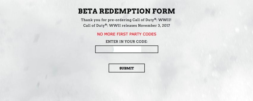 Some users report problems entering the Call of Duty: WWII beta code from Amazon and other retailers.
