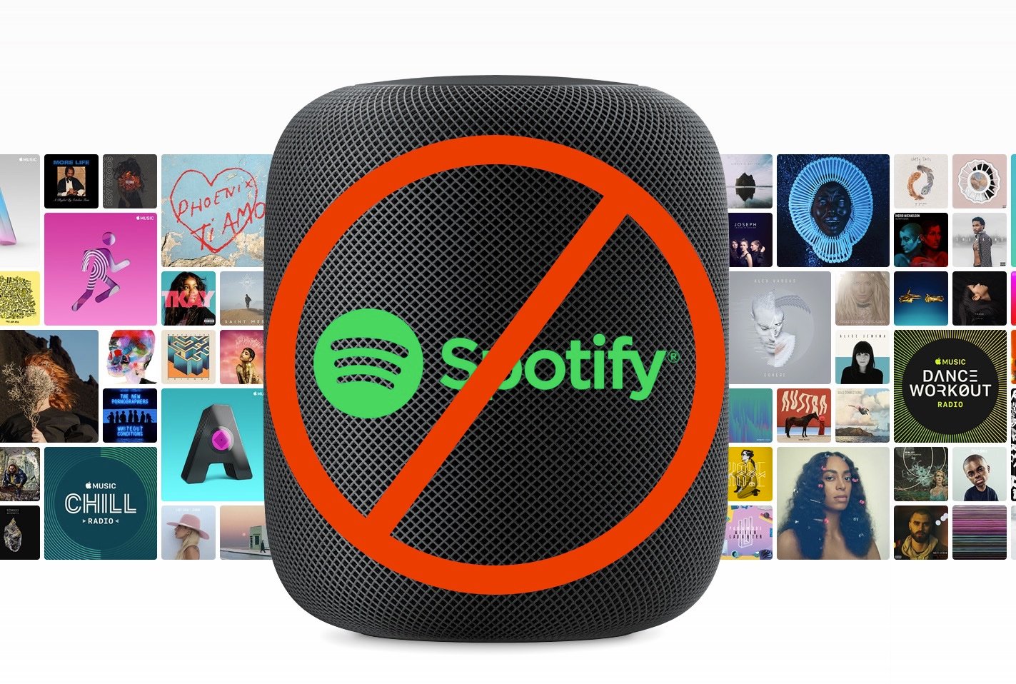 You can't use Spotify on the Apple HomePod with voice commands.