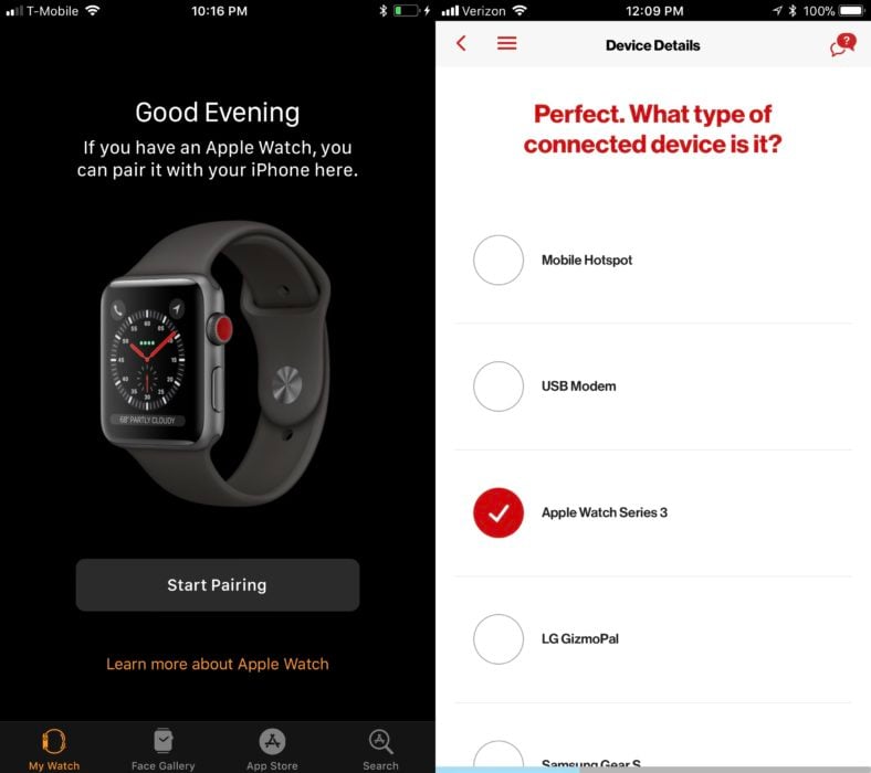 The Apple Watch 3 with LTE as discovered by 9to5Mac and Reddit user tarheel34.