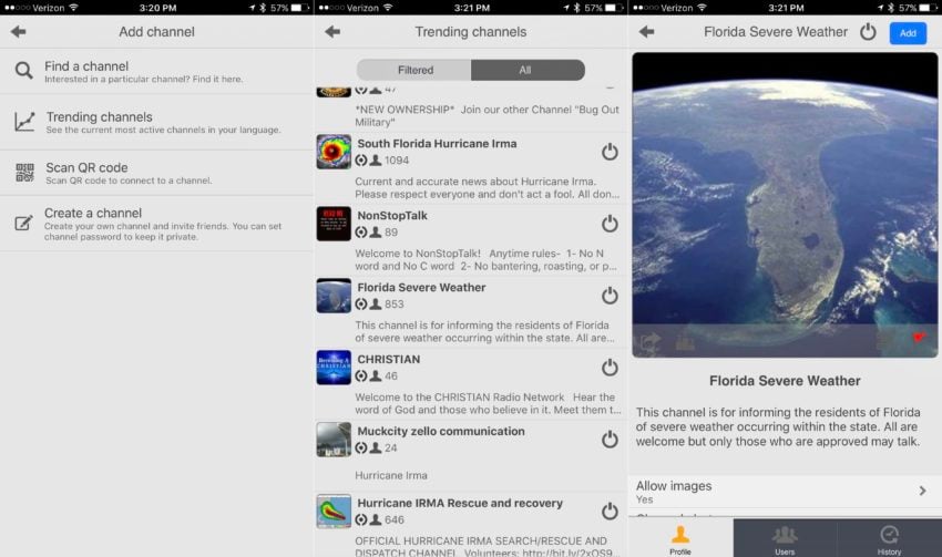 Connect with other people in Hurricane Irma channels.