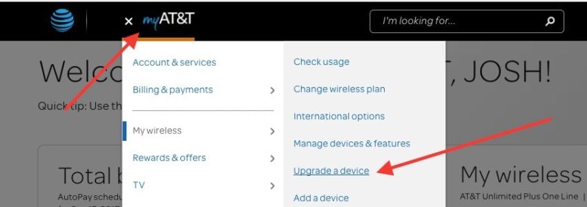 Check your AT&T upgrade eligibility.