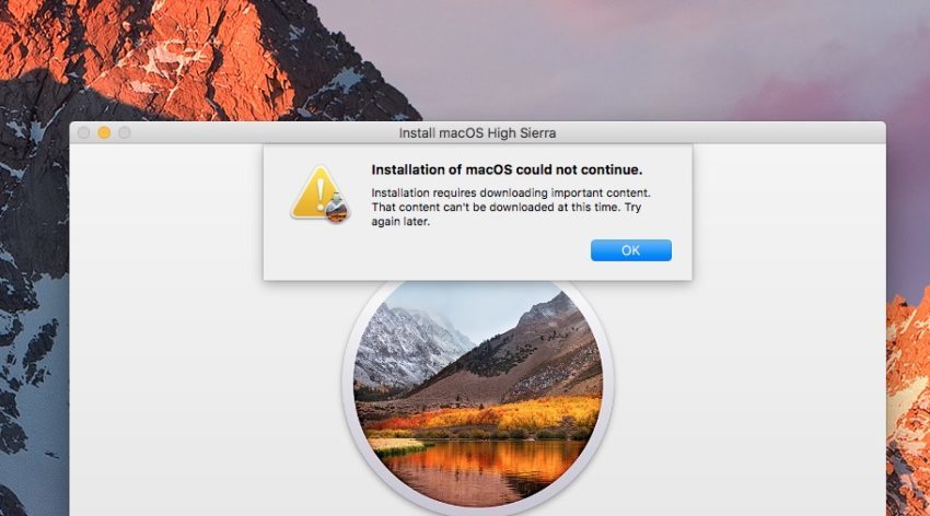 We saw this error due to a macOS High Sierra download problem. 