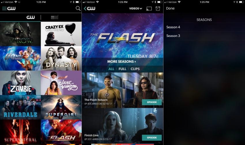 What shows can you watch on the CW app?