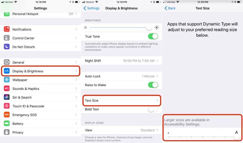 Make iPhone text bigger in settings.