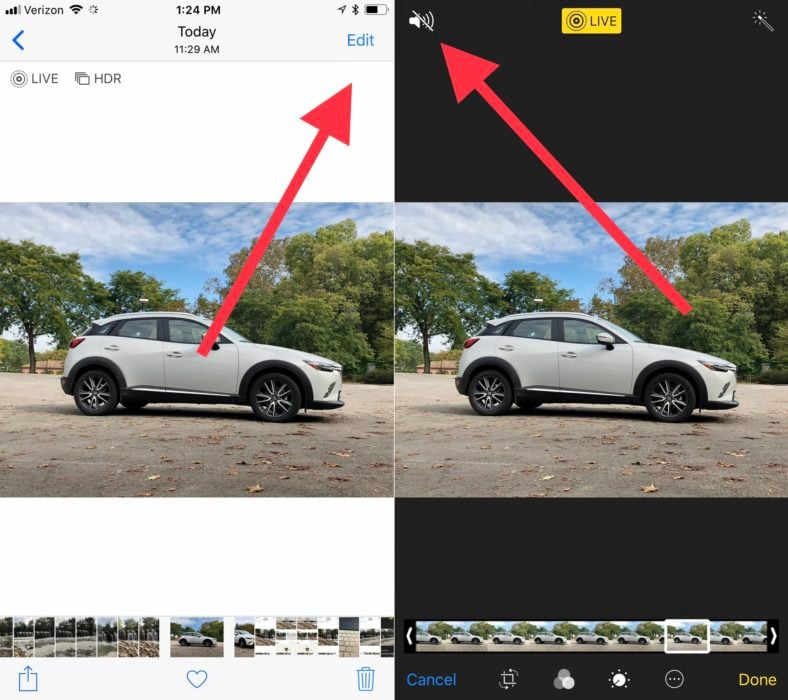 How to Turn off the sound on a Live Photo.