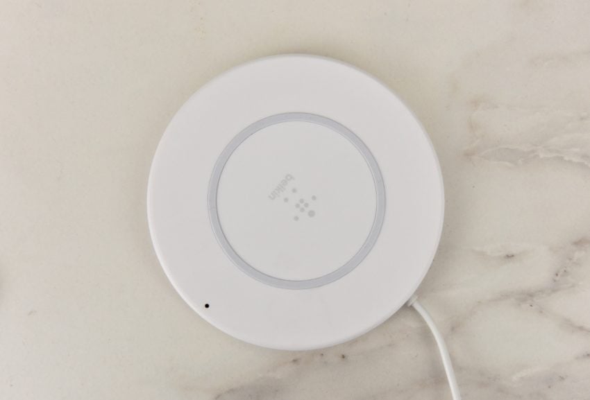You need a qi wireless charger like the Belkin Boost Up wireless charger for the iPhone 8.