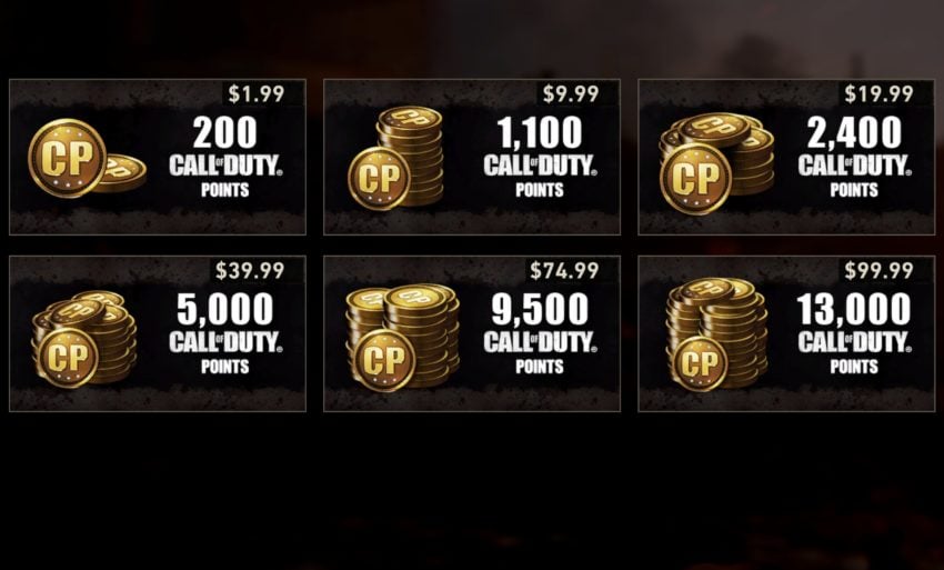 You can spend up to $99.99 on Call of Duty Points.