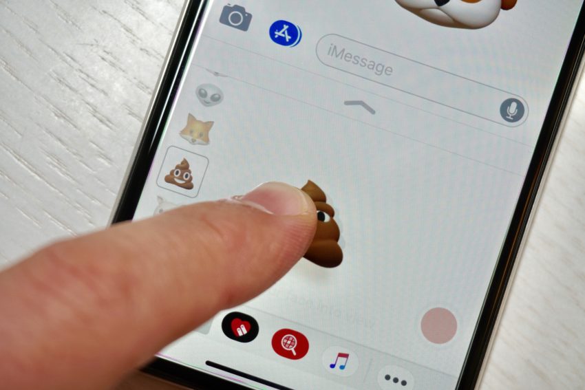 Tap and drag to send an iMessage Animoji sticker.