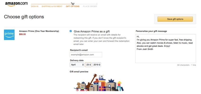 Give yourself the gift of Prime and save $20.