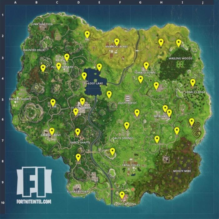 Find Fortnite vending machines with this map from Fortnite Intel.
