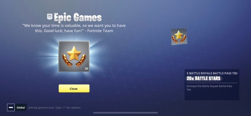 Claim your free Fortnite Battle Pass Stars.