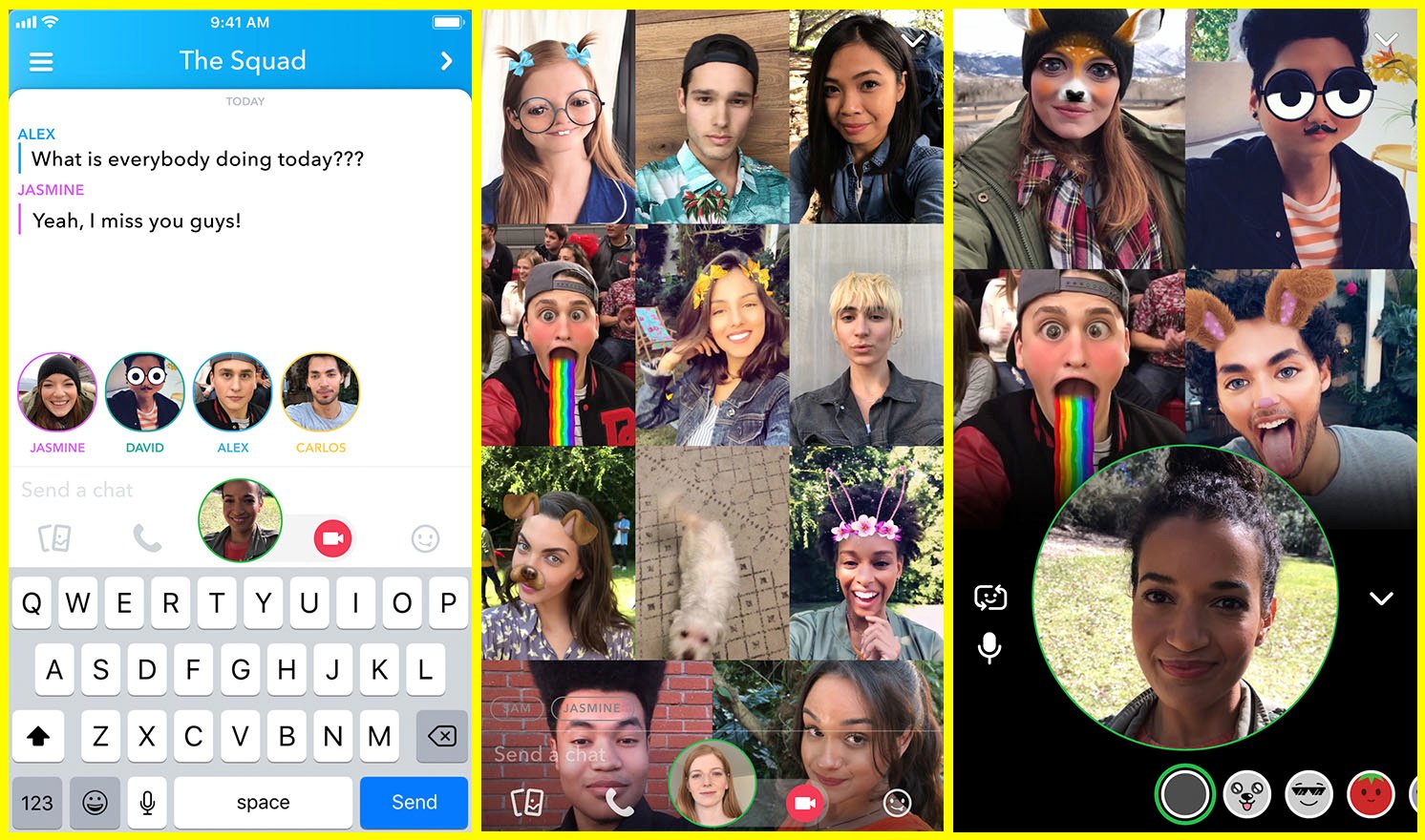 Here is a look at the new Snapchat video chat with up to 16 people and support for Snapchat Lenses.