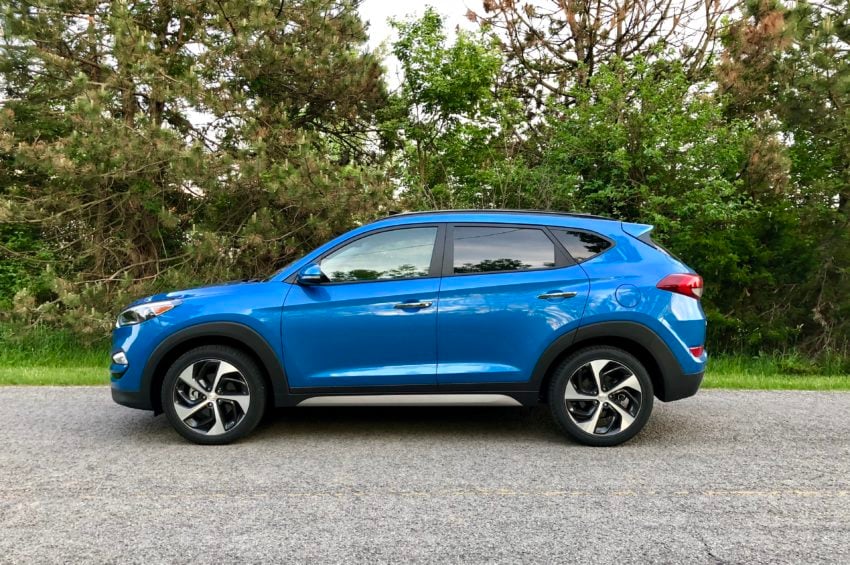 The Tuscon handles well. It's not as sporty as the Mazda CX-5, but it's capable and comfortable with enough get up and go when you need to merge into traffic.