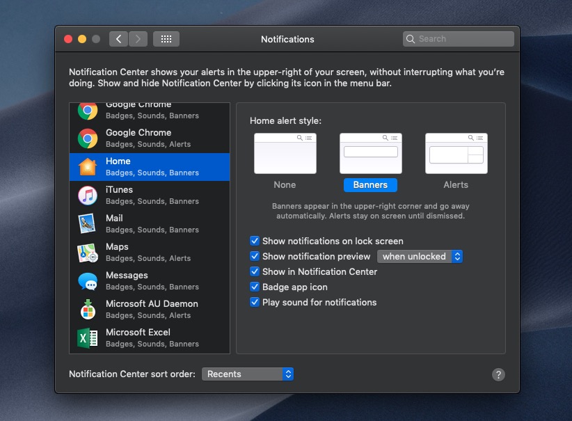 Turn off all Home notifications on macOS Mojave.
