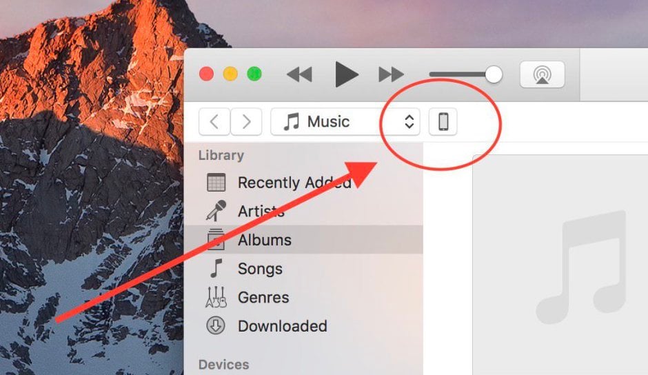Choose your iPhone or iPad in iTunes.