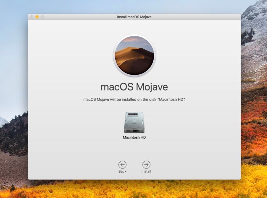 Pick the drive to install macOS Mojave to. 