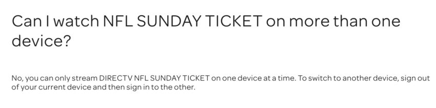 sunday ticket on multiple devices