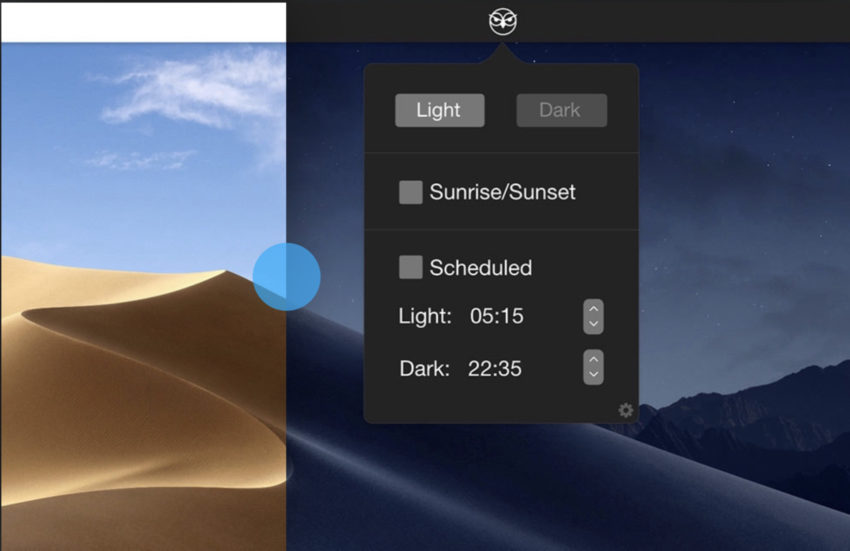 How to automatically switch between light mode and dark mode in macOS Mojave.