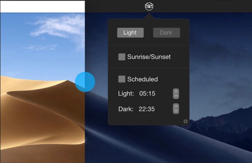 How to automatically switch between light mode and dark mode in macOS Mojave.