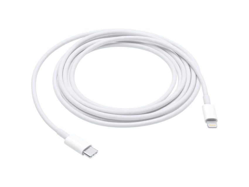 A USB C to Lightning cable simplifies connecting your iPhone to your MacBook Air. 