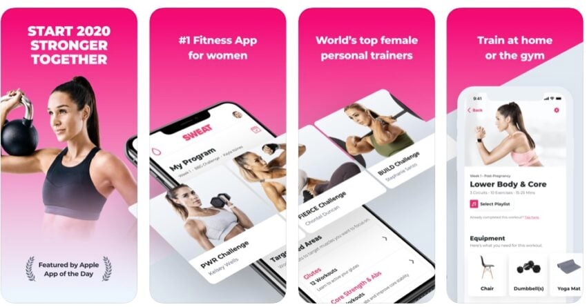 Sweat is the Kayla Itsines fitness app.