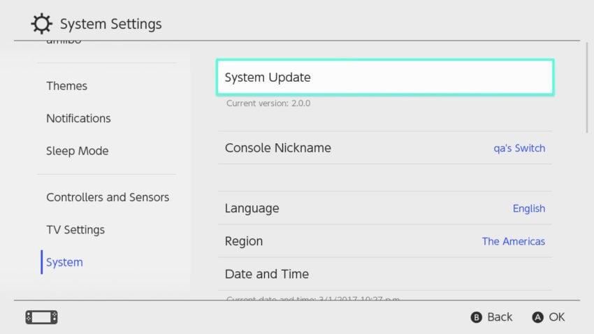 Install a Nintendo Switch update before you give the gift.