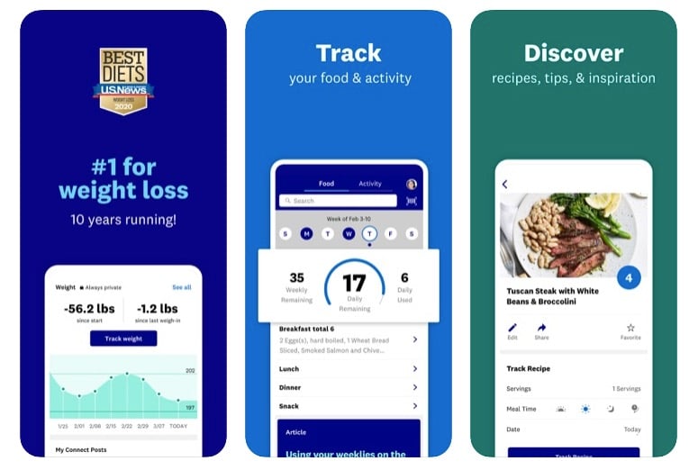 weight watchers app screenshots