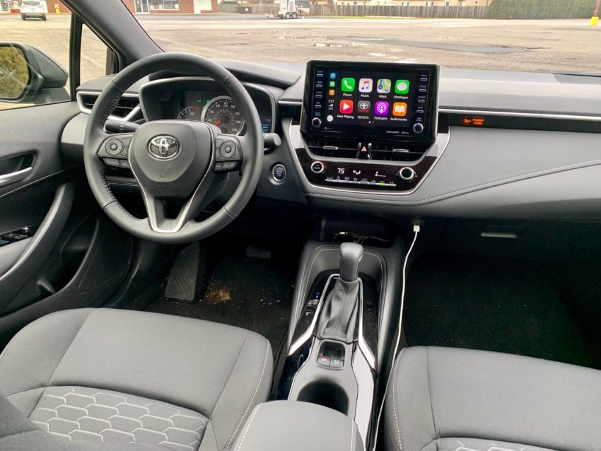 The Corolla Hatchback SE features cloth seats and is available in manual or automatic.
