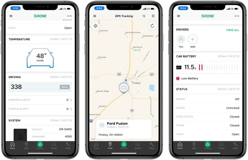 Use DroneMobile para monitorear el estado de su automóvil y controlarlo. 