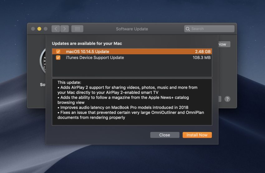 Install for macOS Mojave Fixes