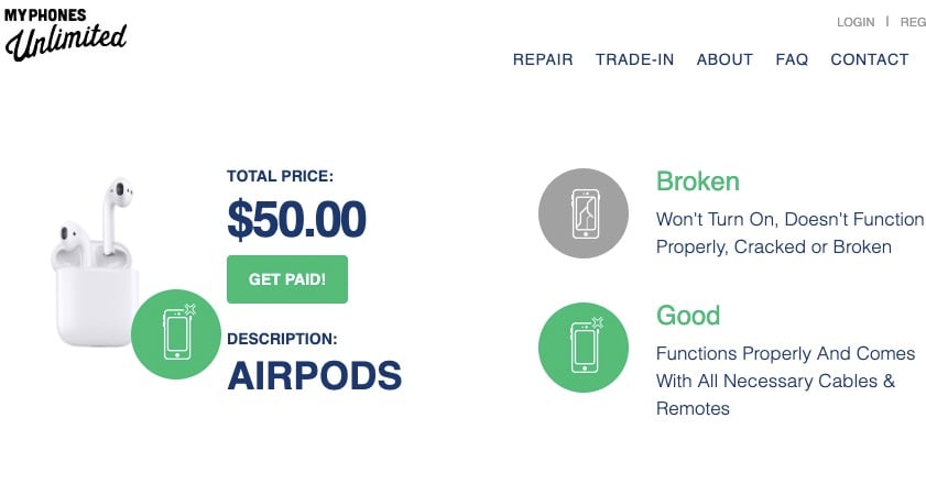 You can trade in your AirPods for about $50 or sell for about $120.