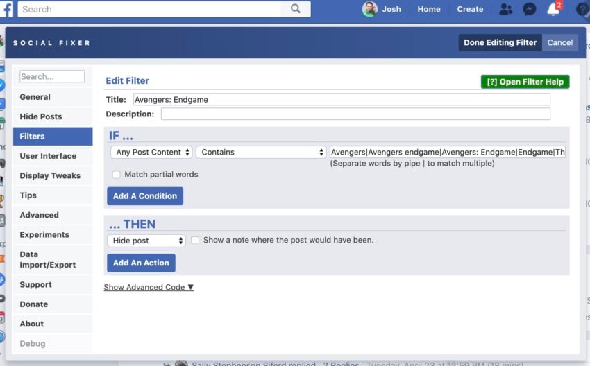 Use Social Fixer to block Avengers: Endgame spoilers on Facebook.