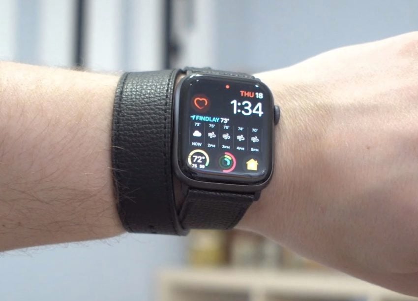 A stylish single or double loop Apple Watch band option.