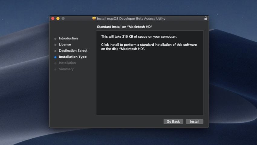 Install the Developer Beta Access Utility to install the macOS 10.15 beta.