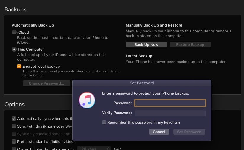 Make an encrypted iTunes backup and archive it. 