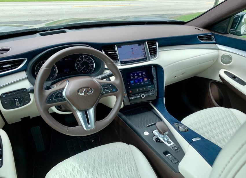 The 2019 QX50 interior uses a nice mix of materials, colors and patterns.