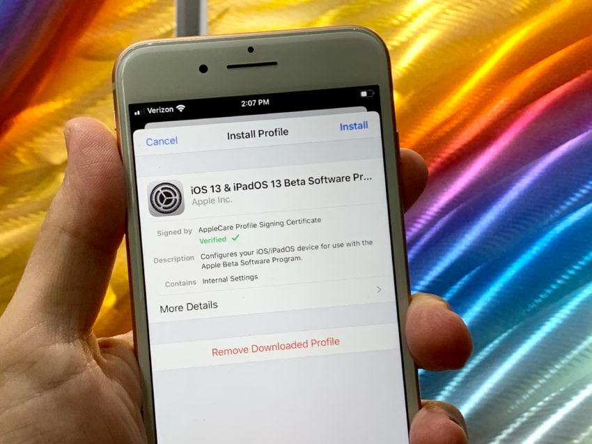 beta profile for ios 13