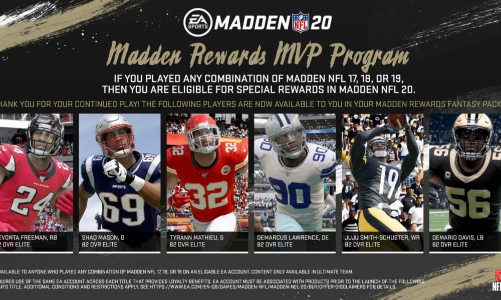 Play Madden 17, 18 and 19 before the Madden 20 release date for rewards.