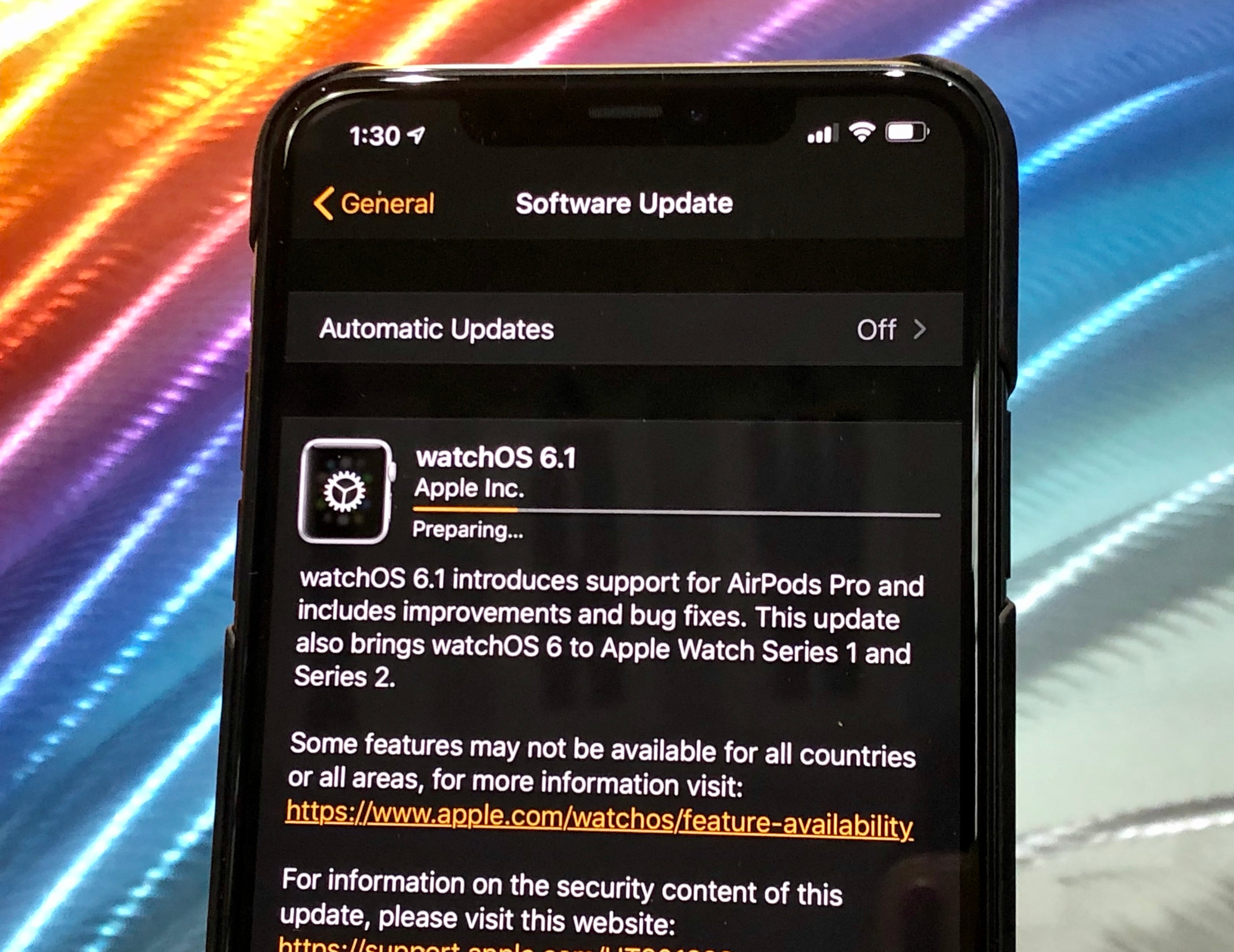 Here's how long the watchOS 6.1 update takes to download and install.