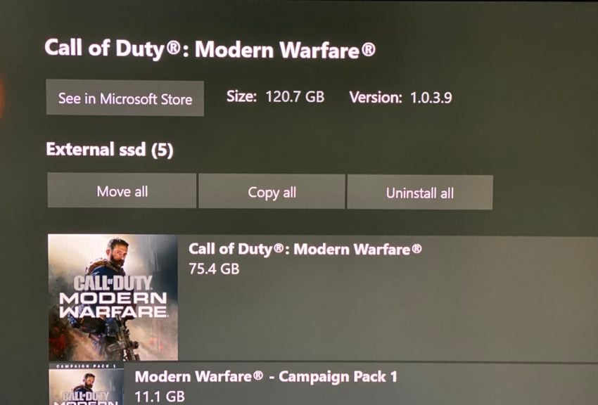 The Call of Duty: Modern Warfare download size is over 120GB on Xbox One.