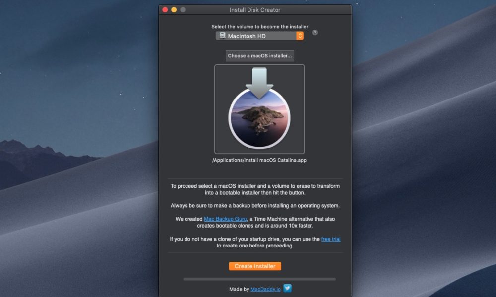 Create a macOS Catalina installer on the USB drive.
