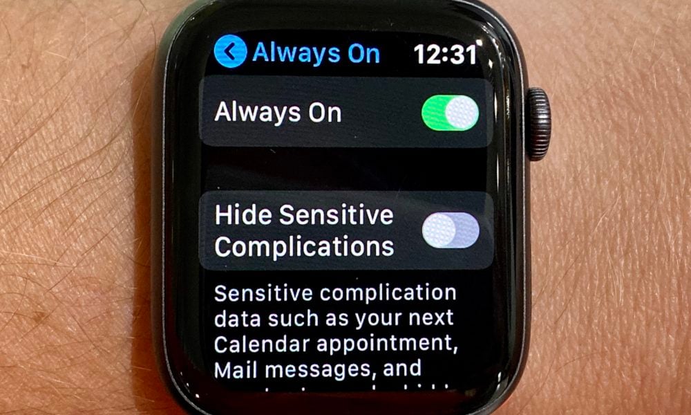 Turn off the new Apple Watch 5 features.