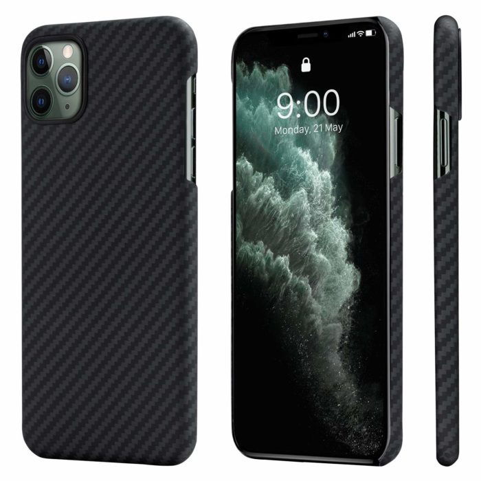 The Pitaka slim iPhone 11 Pro Max case is slim and works with magnetic mounts.