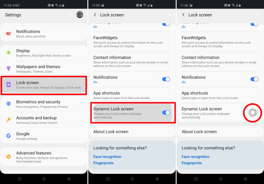 Disable Dynamic Lock Screen Samsung