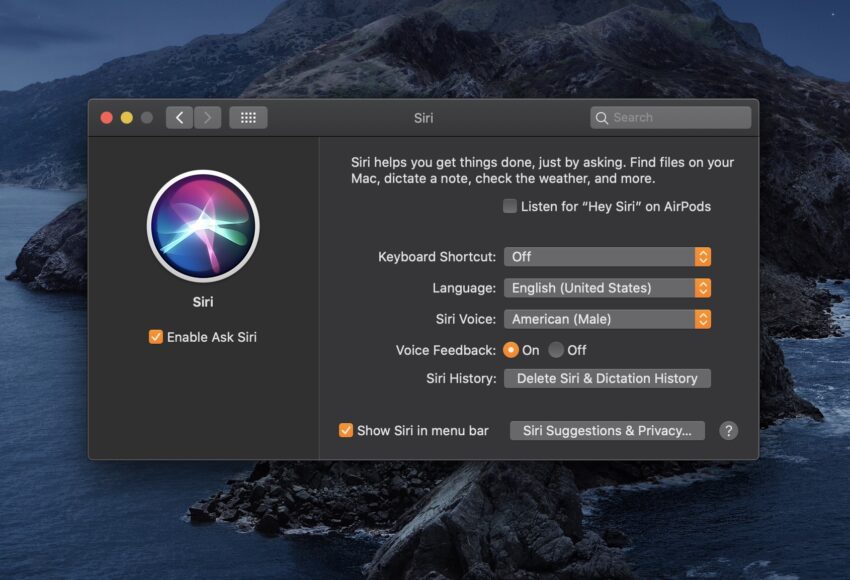 Change Siri features on your MacBook Pro.