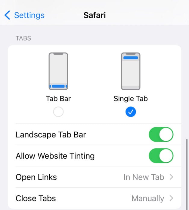 how to change safari search bar from bottom to top